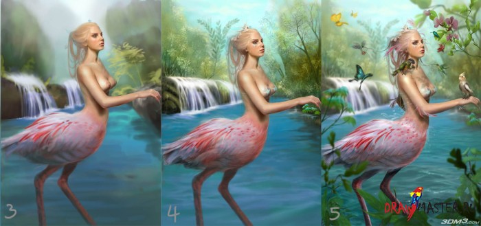 Как рисовалась Девушка-птица (Фламинго)