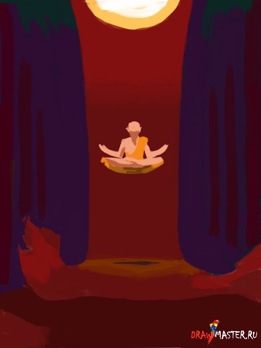 Как нарисовать картину «Молитвы Монаха»