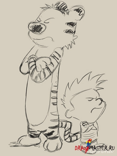 Как нарисовать персонажей комикса «Кельвин и Хоббс» (Calvin & Hobbes)