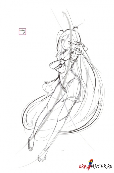 Как нарисовать персонажа Аниме с длинными волосами